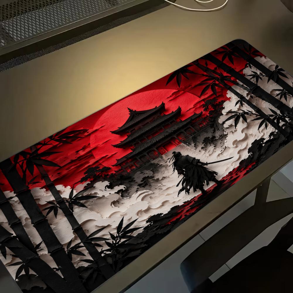 Desk Setup Red - Mouse Pads Samurai Red Moon, Acessórios