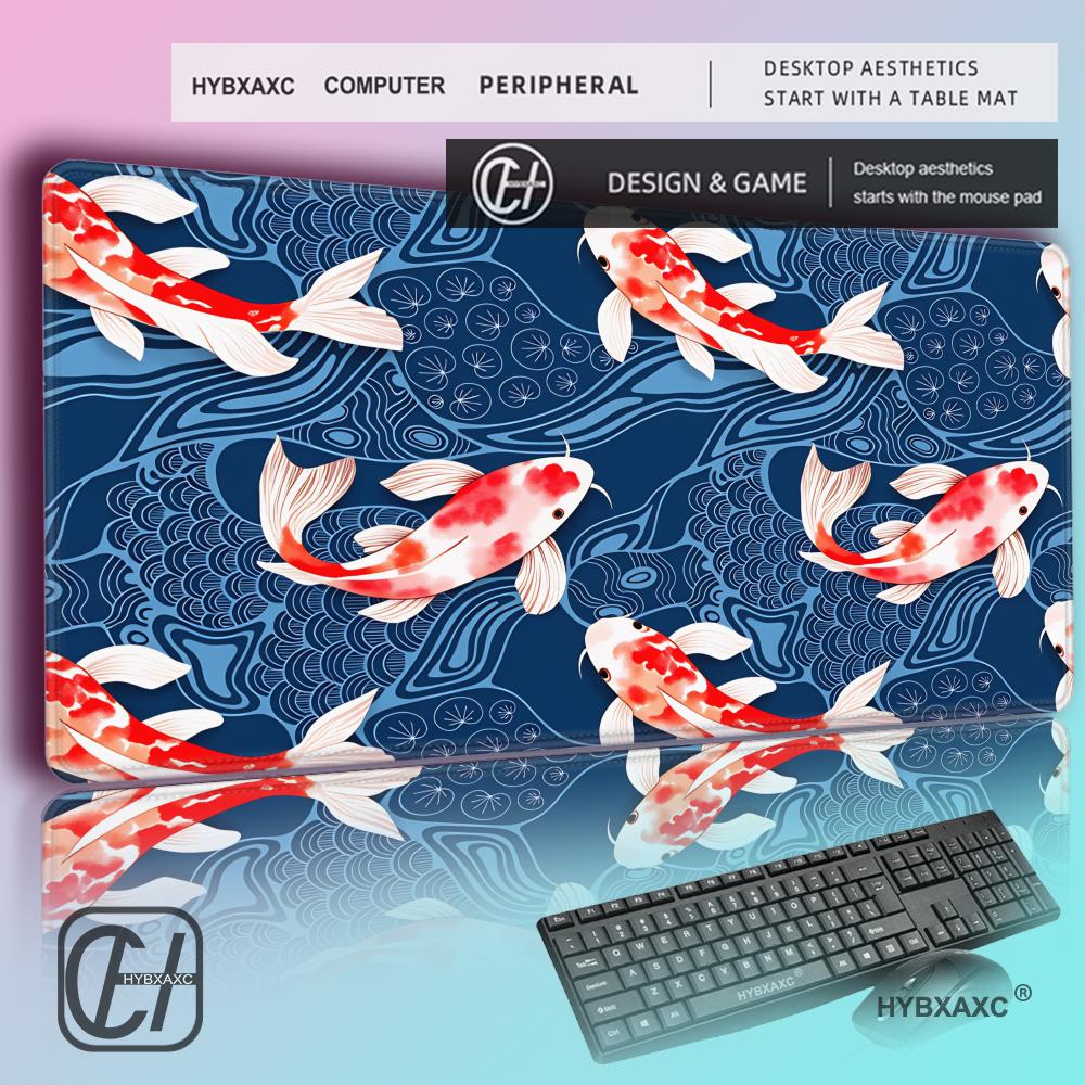 Desk Setup Red - Mousepad HYBXAXC Japonês com Peixe Koi,