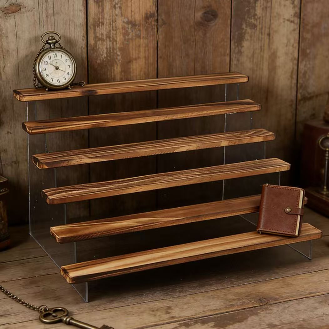 Desk Setup Shelves - Suporte Expositor de Madeira Carbonizada, Estante