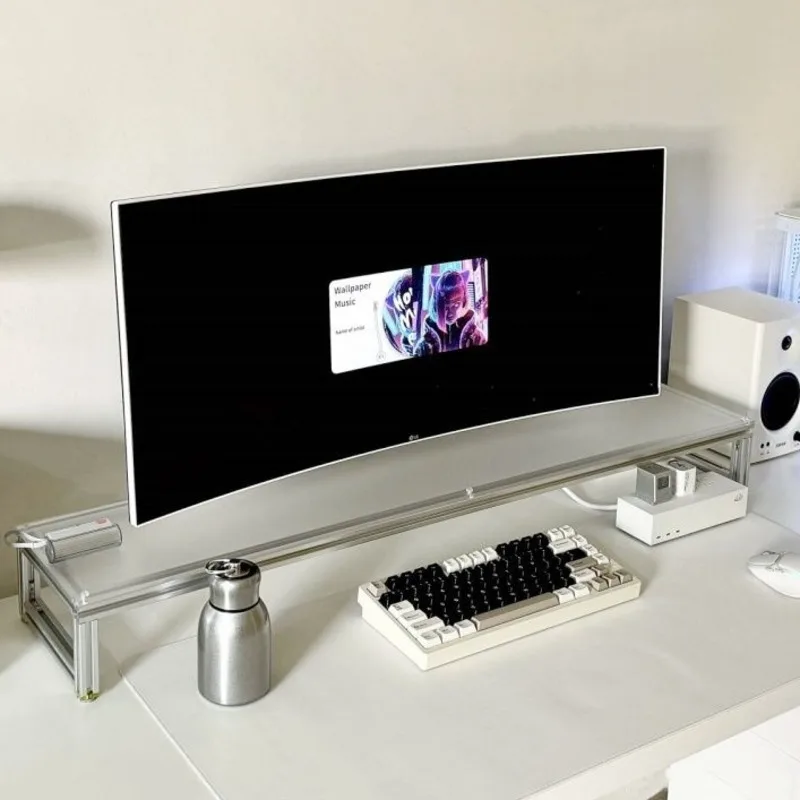 Desk Setup With Laptop And Monitor - Suporte de monitor de alumínio acrílico