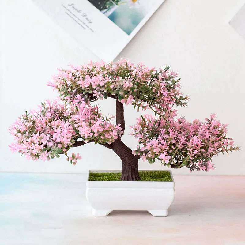 Desk Setup Plants - Plantas artificiais bonsai plantas falsas flores