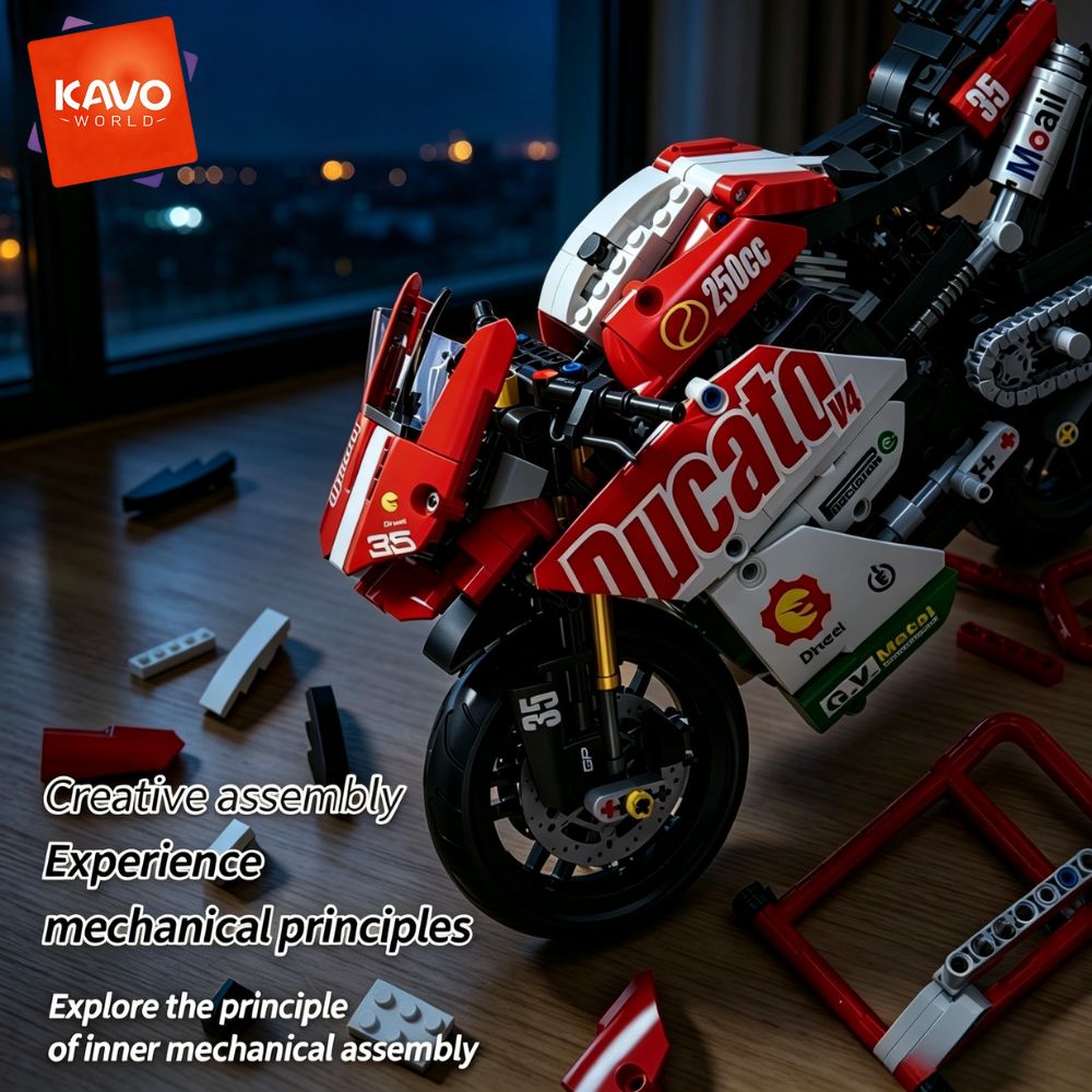 Desk Setup Red - KAVOWORLD 883 Peças 1:10 Conjunto de
