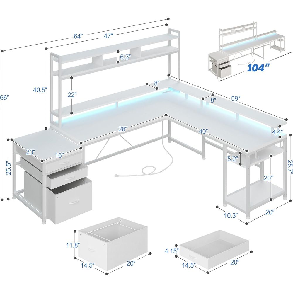 Mesa em L de 104 polegadas par - Dual Monitor Desk Setup avaliação e preço