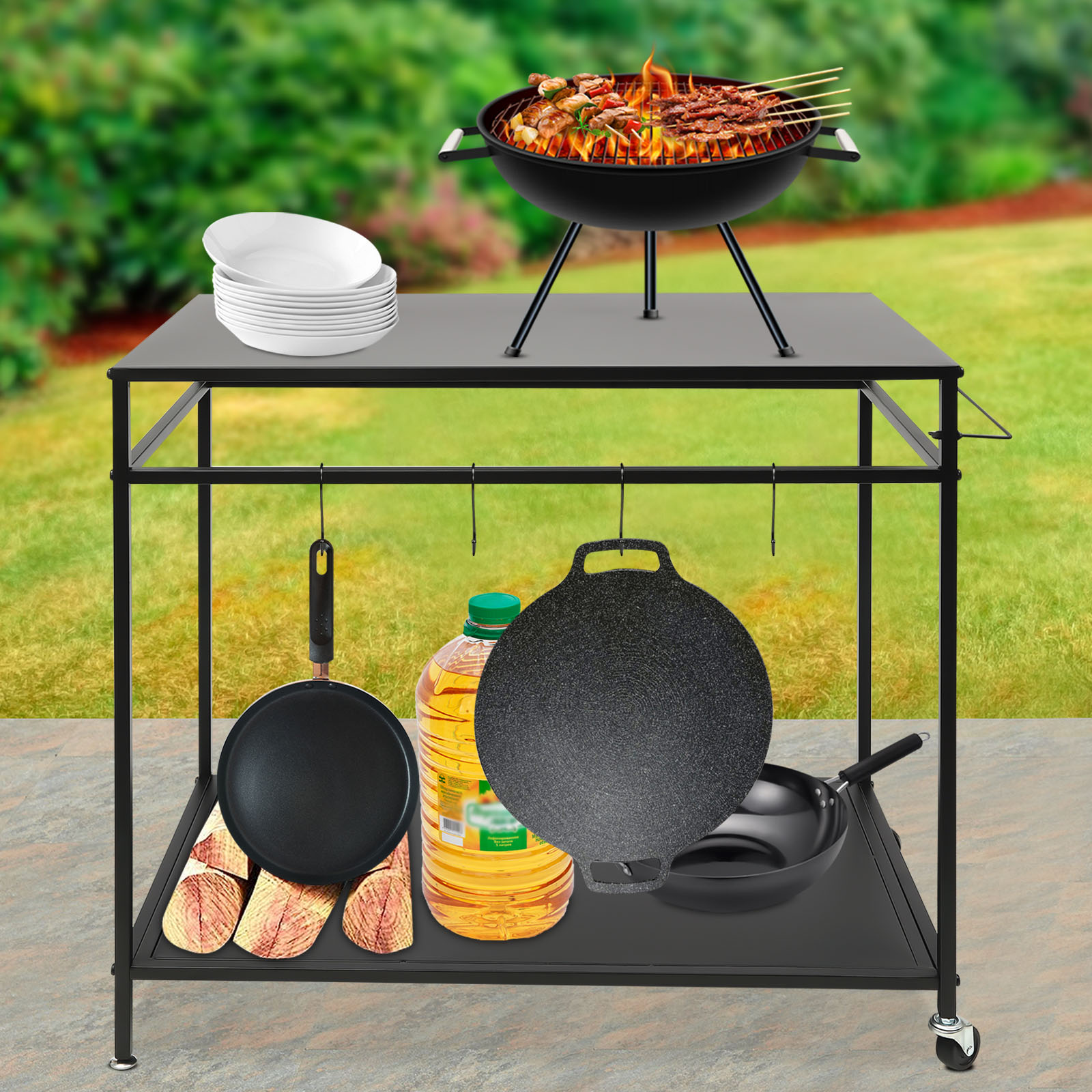 Carrinho de Cozinha Duplo com  - Desk Setup Shelves avaliação e preço