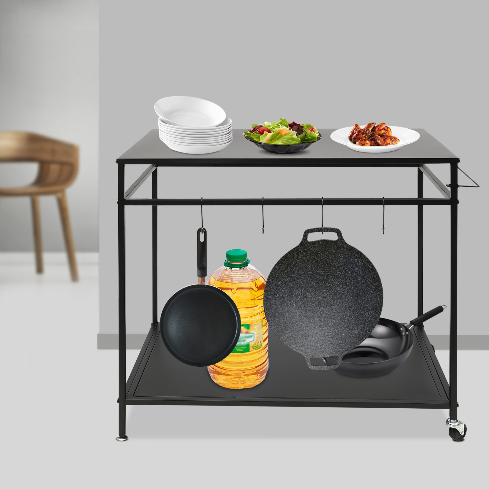 Carrinho de Cozinha Duplo com  - Desk Setup Shelves avaliação e preço