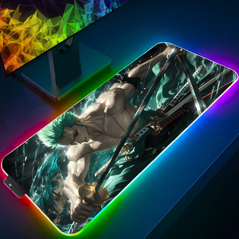 Uma peça zoro mouse pad rgb ac - Desk Setup Mat avaliação e preço