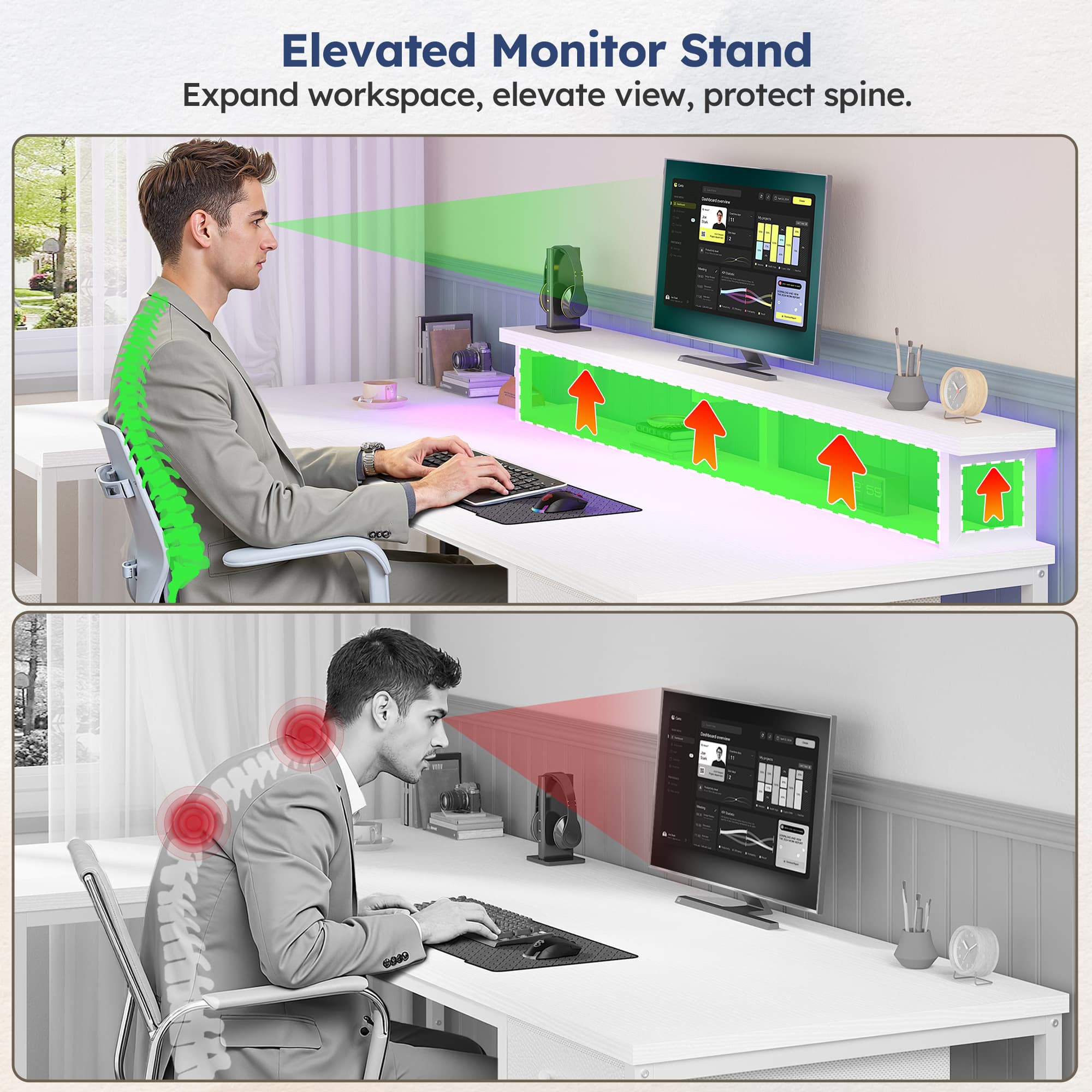 Mesa de jogos em forma de L En - Dual Monitor Desk Setup avaliação e preço