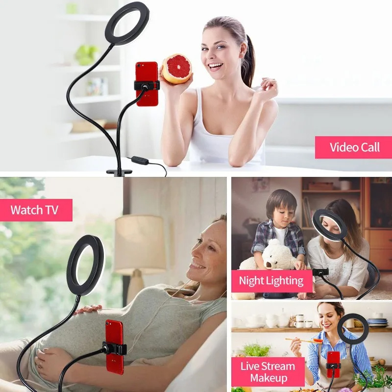 Luzes duplas led anel de luz d - Dual Phone Holder avaliação e preço