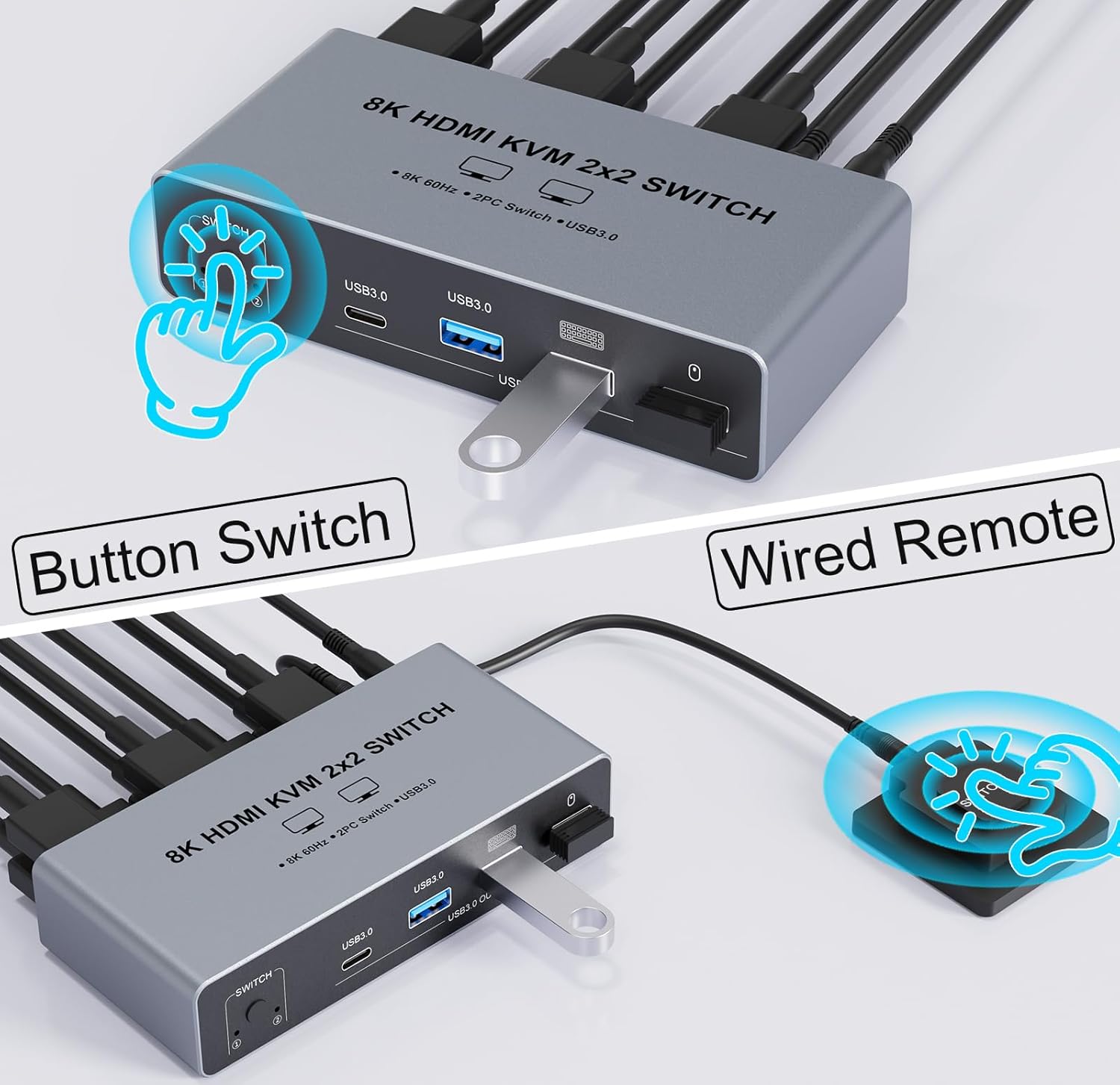 Switch KVM HDMI 2.1 8K@60Hz 2x - Dual Monitor Desk Setup avaliação e preço