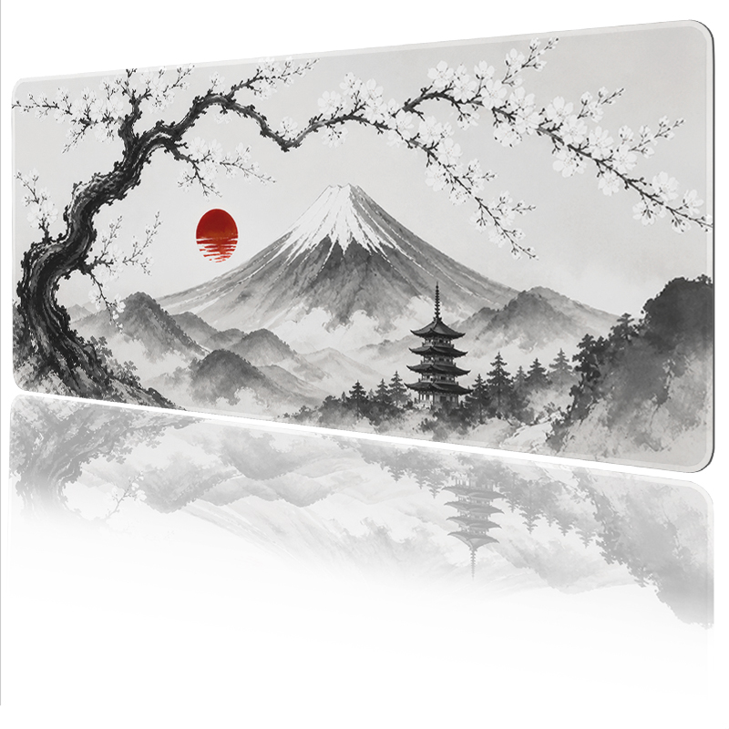 Mouse Pad Ink Mountain Red Sun - Desk Setup Red avaliação e preço